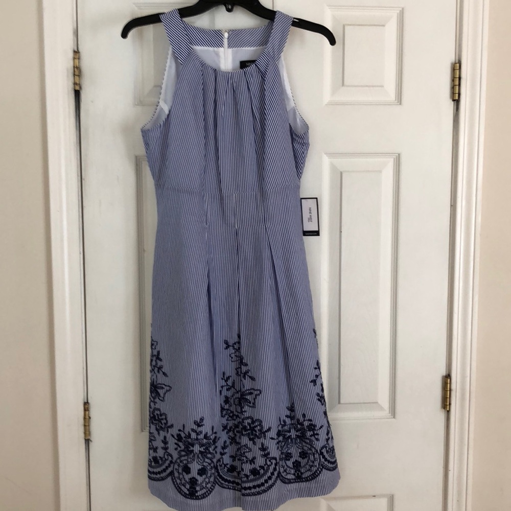 Nine West Denim and white striped dress sz 4